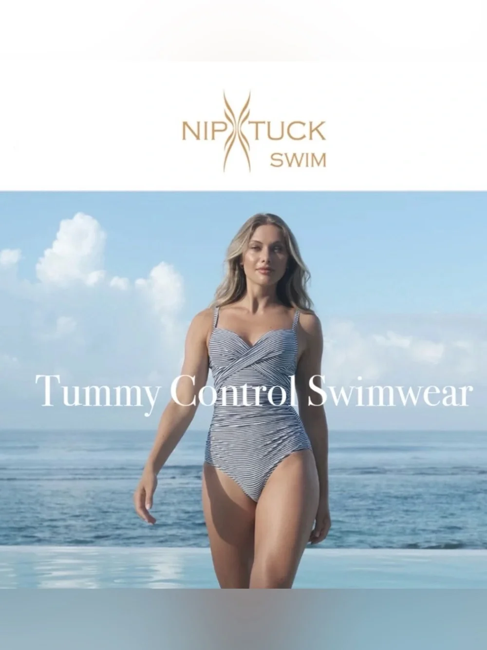 NIP TICK SIZE 10~STRIPE MIRACLE SUIT SWIMSUIT BATHING SUIT  Nip Tuck Bond-Eye